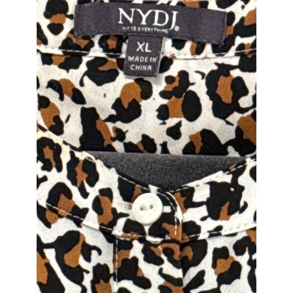 NYDJ Leopard Print Button Down Blouse Xl Professional Workwear Shirt - Picture 4 of 7